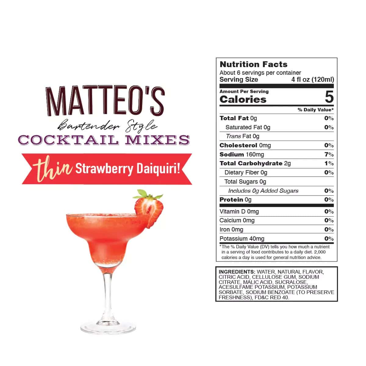 Sugar Free Cocktail Mixes - Strawberry Daiquiri - 1
