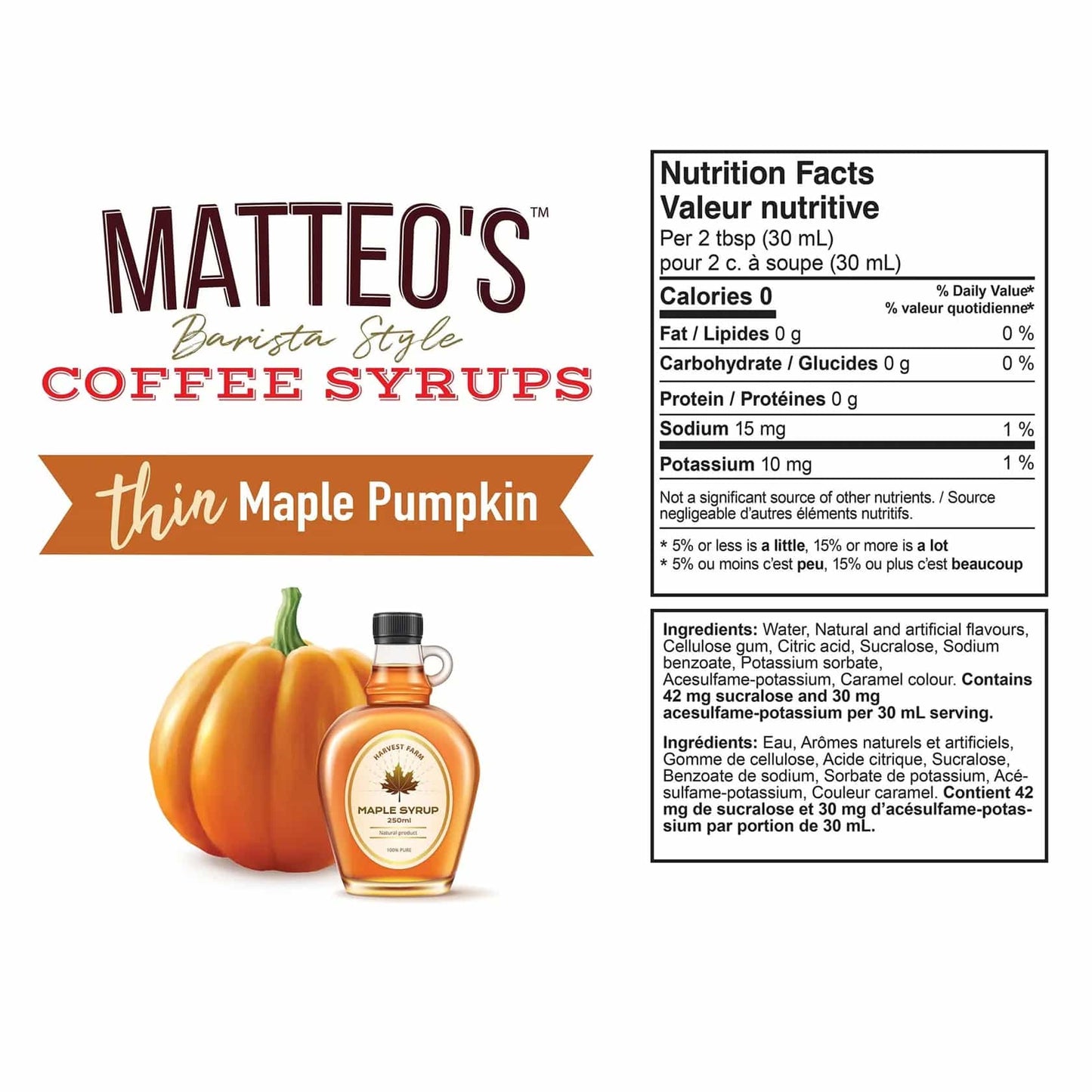 Sugar Free Coffee Syrup - Maple Pumpkin - 6