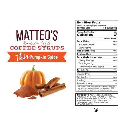 Sugar Free Coffee Syrup - Pumpkin Spice - 1 Bottle