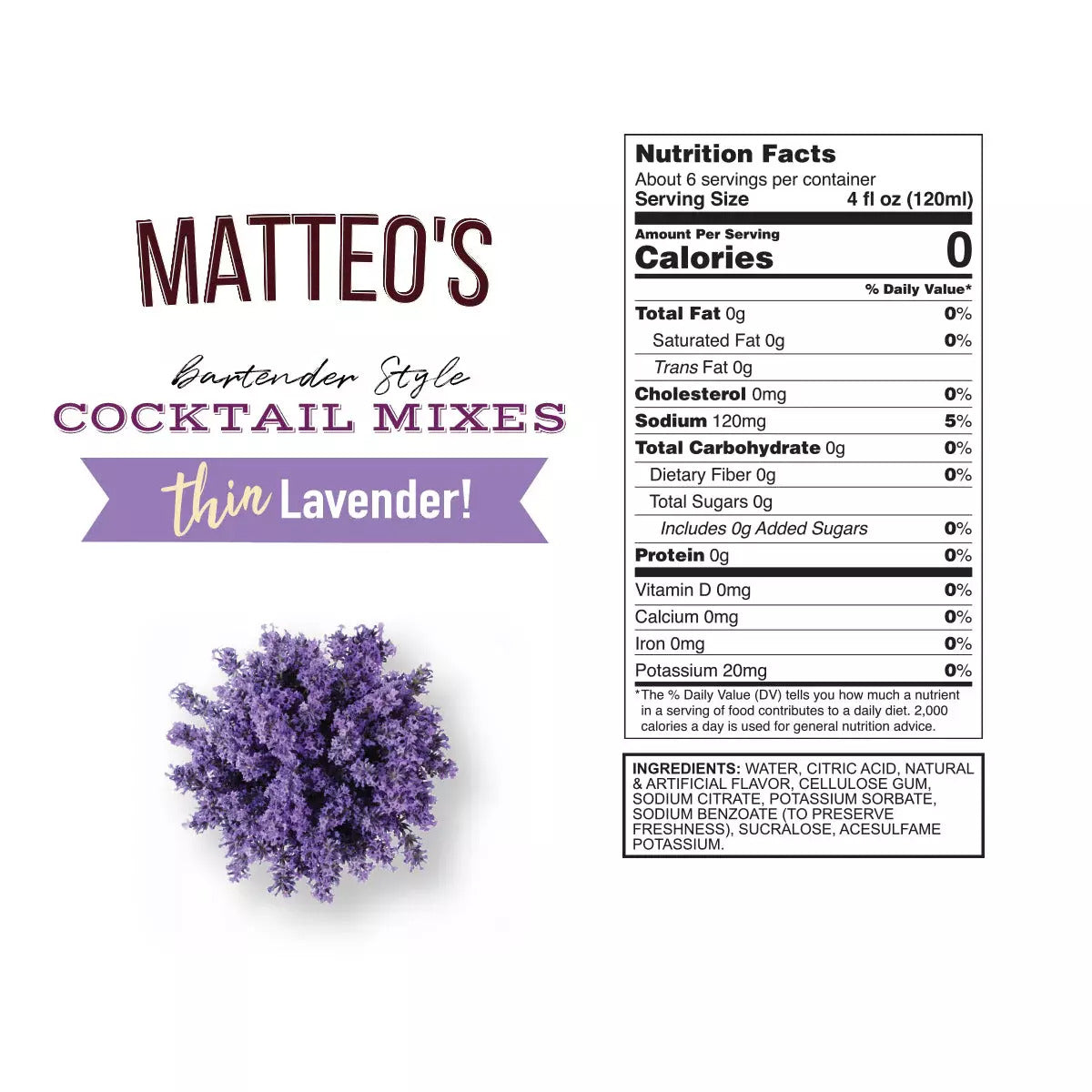Sugar Free Cocktail Mixes - Lavender - 6