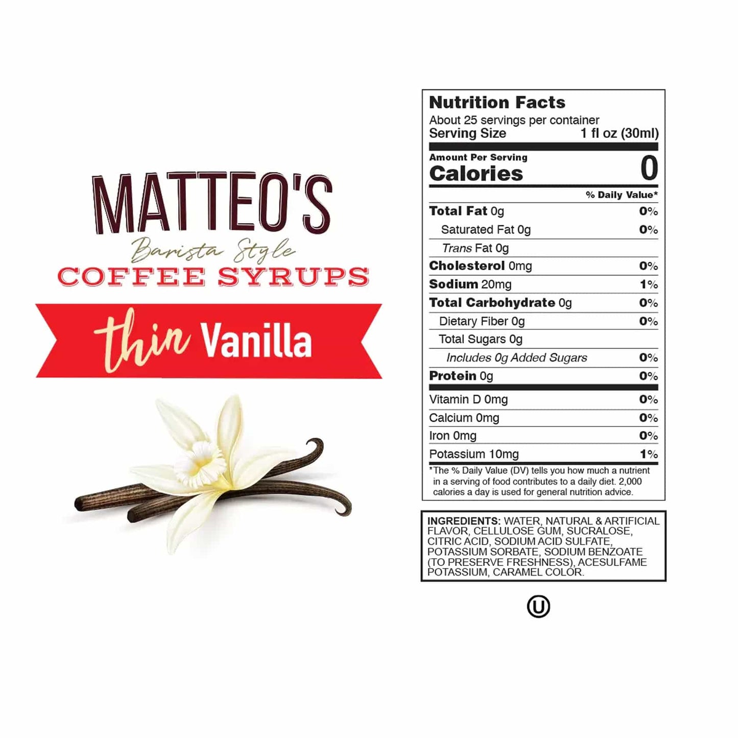 Sugar Free Coffee Syrup - Vanilla - 6