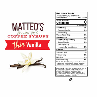 Sugar Free Coffee Syrup - Vanilla